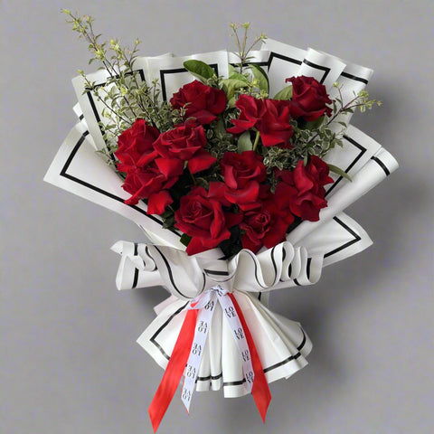 BZ8: 10 Red Stem Valentine